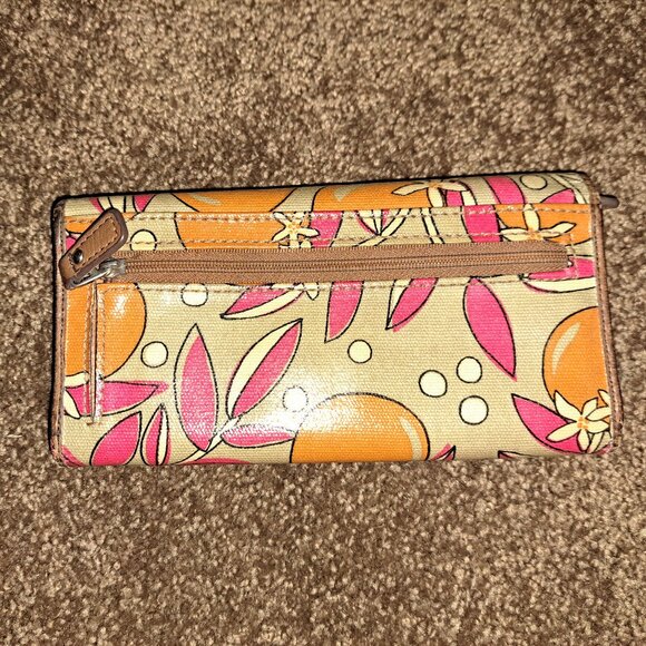 Fossil Key-Per Coated Canvas Wallet with Orange Fruit and Floral Pattern - Picture 3 of 8